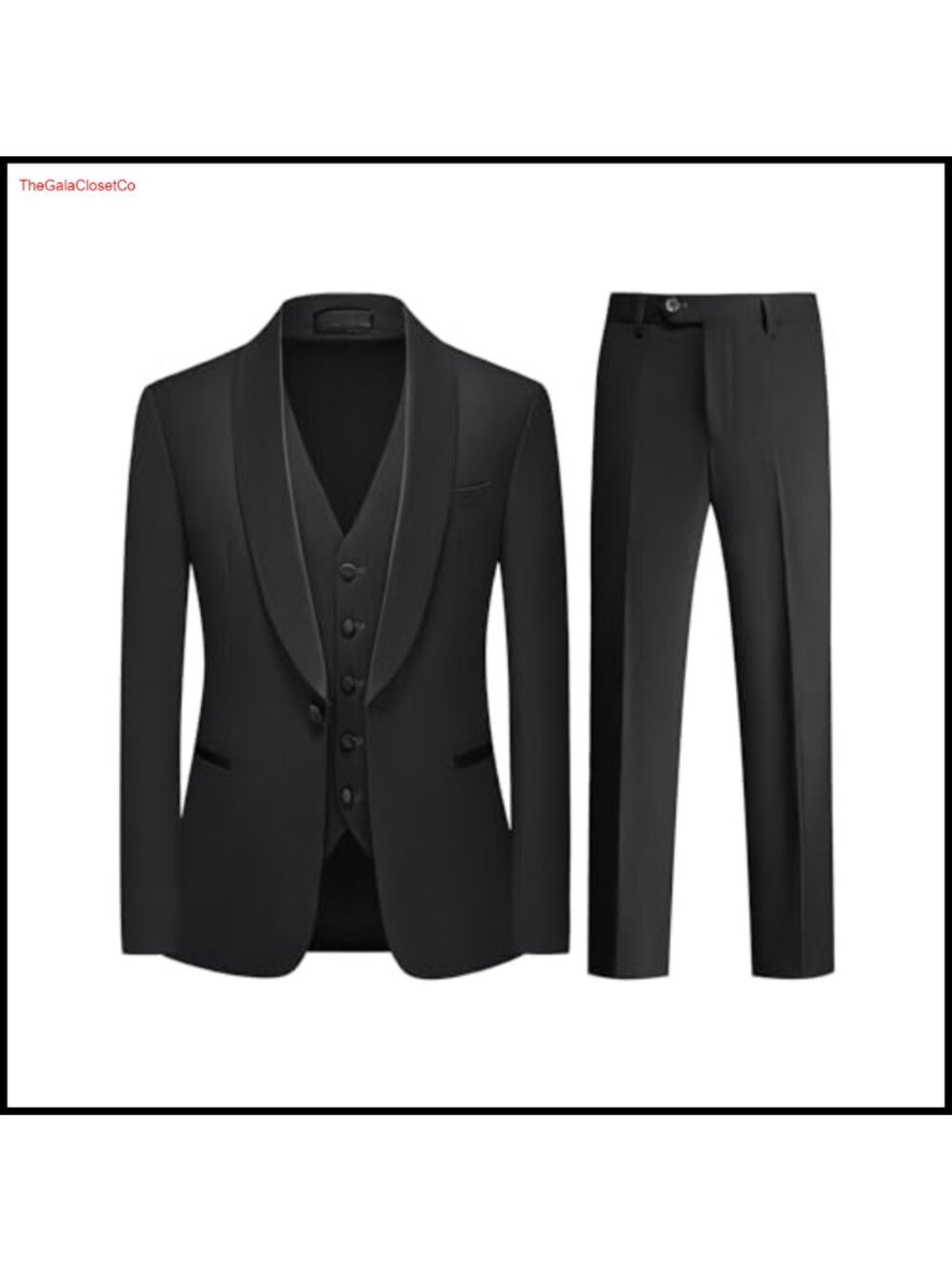 Men 3-Piece Slim Fit Tuxedo Suit Blazer Vest Pants Set Polyester Viscose